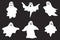Ghost, white ghosts on a black background. Cartoon ghosts. Flat design
