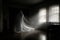 a ghostly figure is standing in the middle of a room