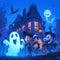 Ghostly Halloween Adventure with Smiling Family