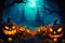 Ghostly Halloween Night: Spooky Pumpkins and Graveyard Silence
