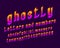 Ghostly letters with numbers and currency signs. Vibrant gradient font. Isolated english alphabet