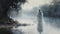 Ghostly Woman In White: Southern Gothic-inspired Oil Painting