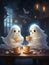 Ghosts enjoying holiday coffee