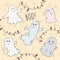 Ghosts Have Fun, Halloween Symbol. Vector doodle illustration