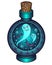 Ghosts locked in a bottle - vector full color Halloween illustration. A vial with a magic potion closed with a stopper. Ghosts and