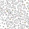 Ghosts and phantoms on white background doodle pattern. Funny ghost and shadow Halloween pattern.