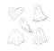 Ghosts set. Symbol of Halloween. Spook character of horror. Mystical Nightmare