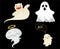 Ghosts White Objects Signs Symbols Vector Illustration