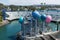 Giant aquarium stage for shows at the san diego Sea World in California