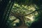 giant bamboo tree towering over lesser trees and plants