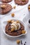 Giant chocolate skillet cookies with ice cream