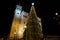 Giant Christmas Tree in front of the Catholic church in the village of Birzebbuga, Malta