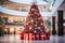 A giant Christmas tree in the middle of a shopping mall . Generative AI