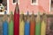 Giant colourful pencils fence in venice chioggia