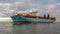 Giant container ship sideview