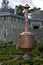 A giant copper tea urn on display at Mlesna Tea Castle St Clair in the Nuwara Eliya region of Sri Lanka.