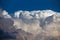 Giant cotton flake shaped clouds on blue sky background and top view