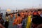 Giant crowd of hindus in the river