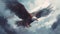 Giant eagle soaring in the clouds Fantasy concept , Illustration painting