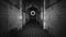 Giant Eyeball Floating Through an Asylum Halloween Horror Dark Film Grain Analogue Aesthetic Gothic Building