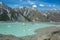 Giant floating icebergs on Tasman Glacier Lake in Aoraki Mount Cook National Park, South Island of New Zealand