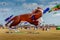 Giant flying dog kite at the Southsea kite festival, Portsmouth, UK