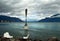 Giant fork in water of Geneva lake