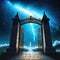 a giant gate to heaven with wonderful fantasy art