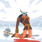 Giant Gladiator lost in gladiatorial combat. Vector isolated illustration. Flat cartoon style