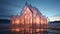 Giant Glass Structure With Church: Dreamy Romanesque Architecture In Northern Lights