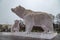 Giant glowing Christmas polar bears in Gorky Park.Moscow.