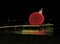 Giant glowing red Christmas ball outdoor in Larnaca, Cyprus