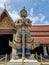 The giant guarding the temple\\\'s door at Wat Phra Kaew, the 4th person is named mankorakarn