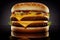 Giant Hamburger on Black Background. Generative AI