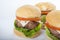 Giant homemade burger classic american cheeseburger isolated on