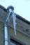 Giant icicle hanging from the drainpipe