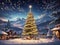 Giant, illuminated Christmas tree ?new Year