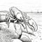 Giant Lobster Line Drawing: Clean And Sharp Illustration In New Yorker Style