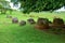 Giant megalithic stone urns at the Plain of Jars archaeological site in Loas.