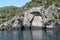 The giant Mine Bay Maori rock carving of Ngatoroirangi on Lake Taupo, New Zealand