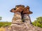 A giant mushroom-shaped rock viewpoint or Sao Chaliang, Ubon Ratchathani Province, Thailand