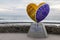 Giant Painted Heart Sculpture on Boardwalk in Tijuana, Mexico