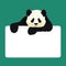 Giant panda with a sign. Black and white asian bear. Endangered species. Vector illustration