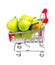 Giant paradise pears in mini shopping cart