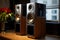 Giant powerful audio loudspeakers. Generative AI