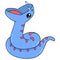 A giant python with sharp teeth is opening its mouth upwards, doodle icon image kawaii