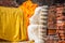 Giant reclining buddha statue feet at Wat Lokayasutharam Ayutthaya Bangkok Thailand