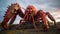 Giant Red Crab: Hyper-realistic Sci-fi Lobster Punching The Ground