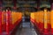 Giant Red and Gold Candles Lighted on an Altar chinese temple sh