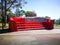 Giant Red stone sofa for park decoration.